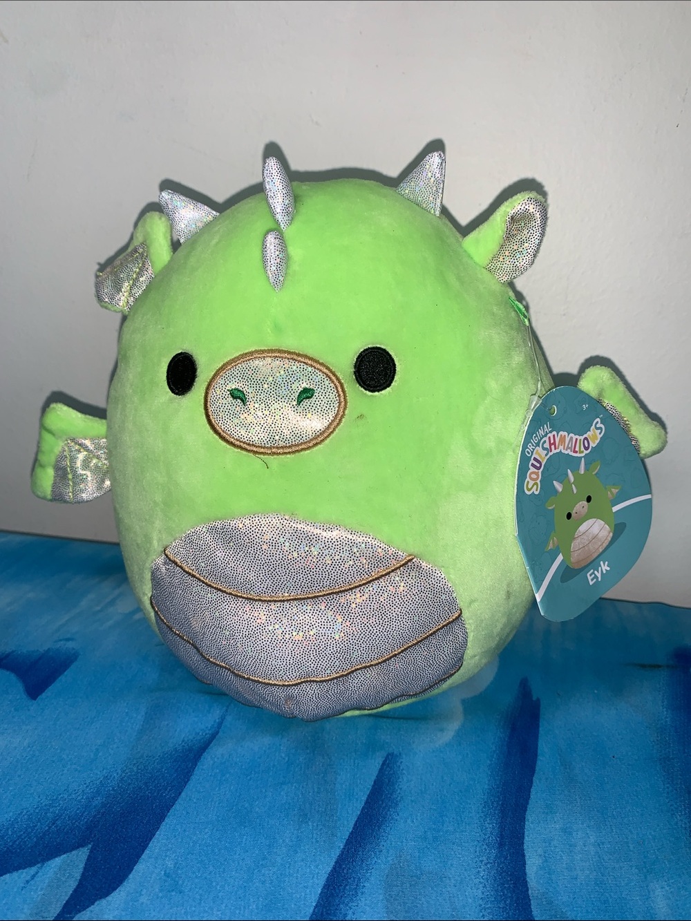Squishmallows Eyk Green Dragon Plush with Silver Accents S7